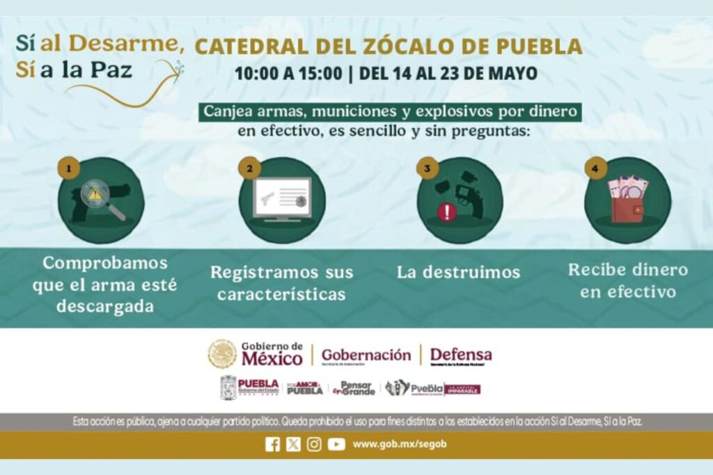 SGG Puebla invita a sumarse a “Sí al Desarme, Sí a la Paz”